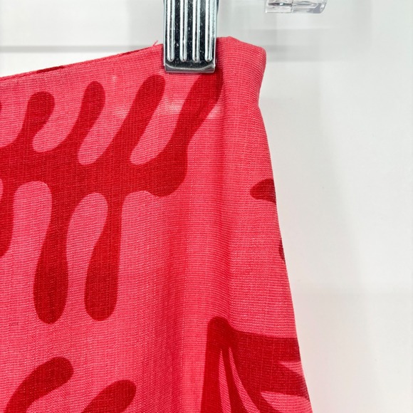 Hyacinth House Cozumel Pink Red Coral Reef Print Fringe Hem Midi Skirt XXS - Picture 7 of 16
